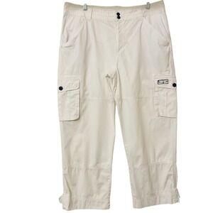 Vintage Ralph Lauren Cargo Capri Pants 14 White Nautical Coastal Beach Travel